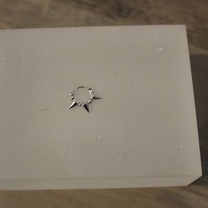 Maria Tash Triple Short Spike Granulated Hoop Earring White Gold